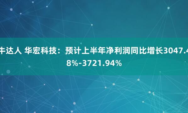 牛达人 华宏科技：预计上半年净利润同比增长3047.48%-3721.94%